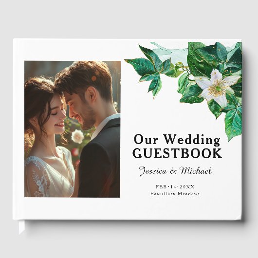 💍 Mit Foto charmante Passiflora Gästebuch (Vorderseite)