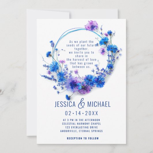 💍 mit Foto Cornblumen und Lavendel Bliss Einladung (Vorderseite)