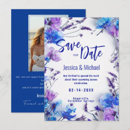 Mit Foto Cornblumen und Lavendel Elegance Save The Date