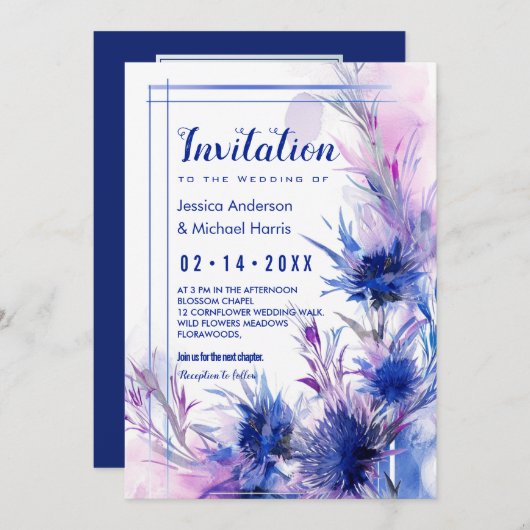 Mit Foto Cornflower Reverie Einladung (Vorne/Hinten)