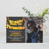 Mit Foto direkt über meine Zwanziger Einladung (Stehend Vorderseite)