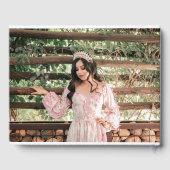 Mit Foto Englisch Rote Rosen & Perlen Quinceañera Gästebuch (Rückseite)