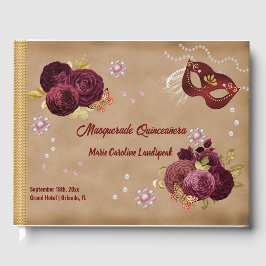 Mit Foto Englisch Rote Rosen & Perlen Quinceañera Gästebuch