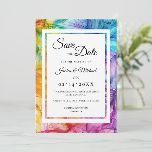 Mit Foto Ethereal Bloom Save The Date (Stehend Vorderseite)