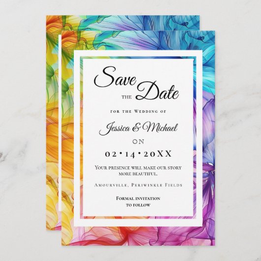 Mit Foto Ethereal Bloom Save The Date (Vorne/Hinten)