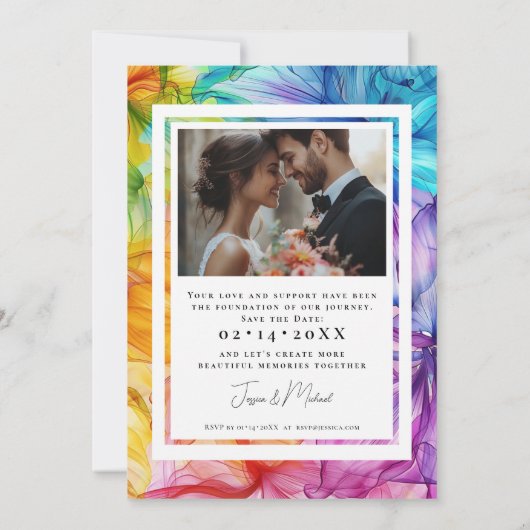 Mit Foto Ethereal Bloom Save The Date (Rückseite)