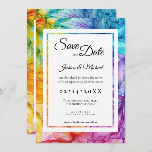 Mit Foto Ethereal Bloom Save The Date (Vorne/Hinten)