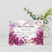 Mit Foto Fuchsia Verzauberung: Wasserfarbe Save The Date (Stehend Vorderseite)