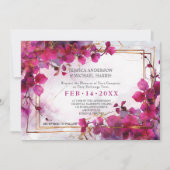 Mit Foto Fuchsia Verzauberung: Wasserfarbenhochzei Einladung (Vorderseite)