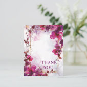 Mit Foto-Fushsia-Verzauberung: Wasserfarbenprägung Dankeskarte (Stehend Vorderseite)