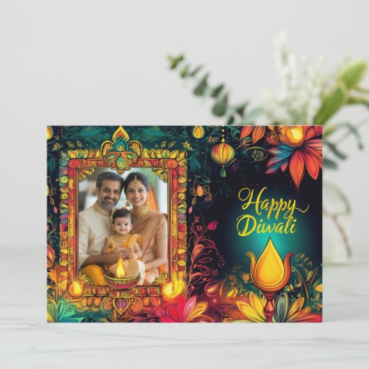 Mit Foto Happy Diwali (Stehend Vorderseite)