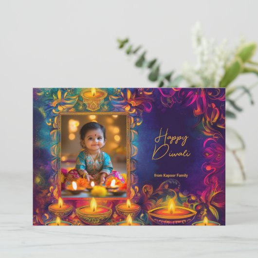 Mit Foto Happy Diwali (Stehend Vorderseite)