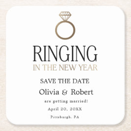 mit Foto im Neujahr Rechteckiger Pappuntersetzer