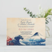 Mit Foto Japonesque Harmonie mit Fuji Einladung (Stehend Vorderseite)