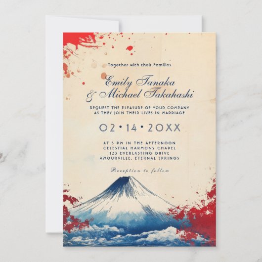 Mit Foto Japonesque Harmonie mit Fuji Einladung (Vorderseite)