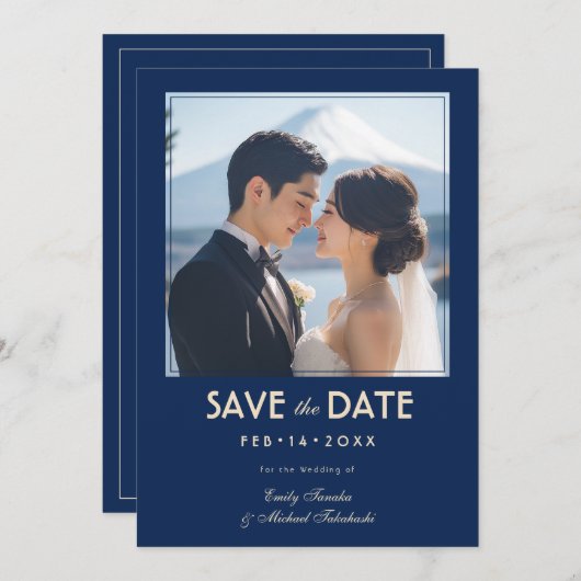 Mit Foto Japonesque Harmonie mit Fuji Save The Date (Vorne/Hinten)
