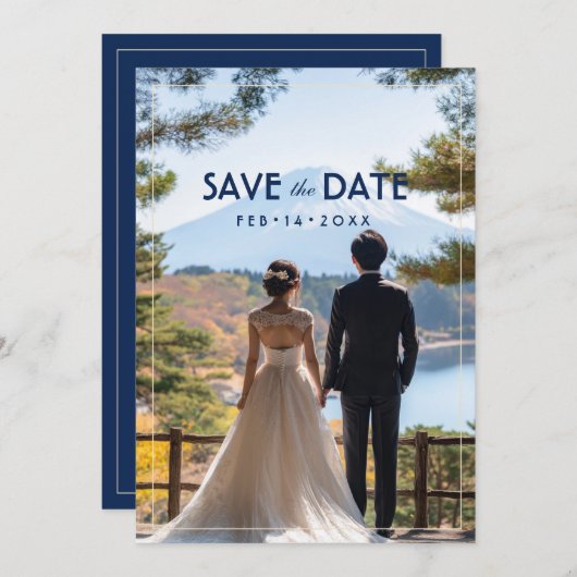 Mit Foto Japonesque Harmonie mit Fuji Save The Date (Vorne/Hinten)