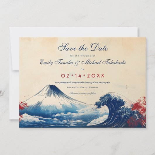 Mit Foto Japonesque Harmonie mit Fuji Save The Date (Vorderseite)