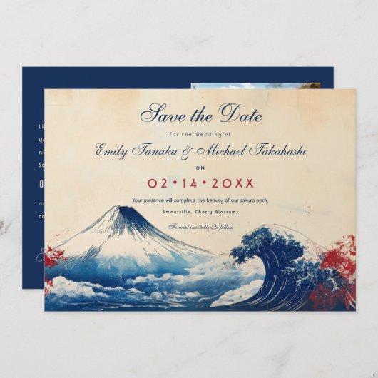 Mit Foto Japonesque Harmonie mit Fuji Save The Date (Vorne/Hinten)