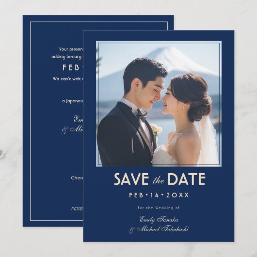 Mit Foto Japonesque Harmony mit Fuji Save The Date (Vorne/Hinten)