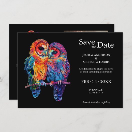 🌈 mit Foto LGBTQ Ewige Einheit Hochzeit Save The Date (Vorne/Hinten)