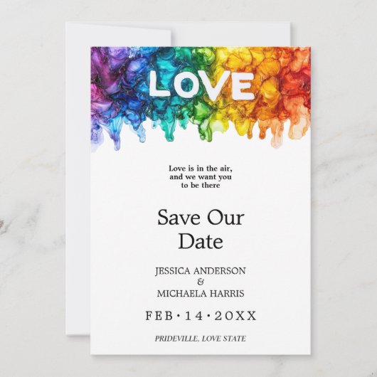 🌈 🐦 mit Foto LGBTQ gestrichen mit Liebe Hochzeit Save The Date (Vorderseite)