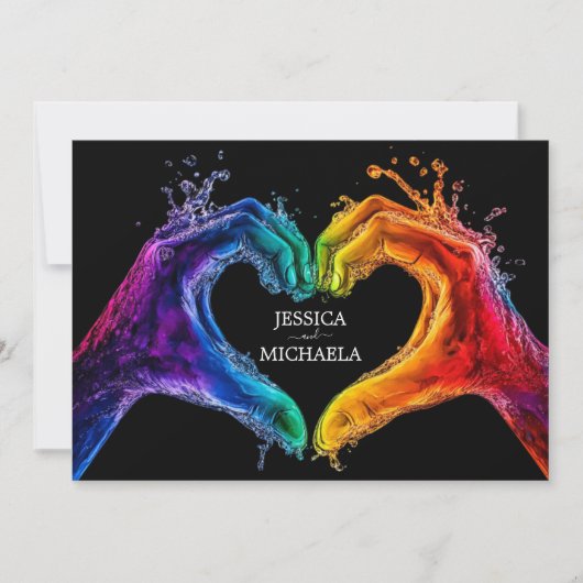 🌈 ❤️ mit Foto LGBTQ Herz der Hochzeit Einladung (Vorderseite)