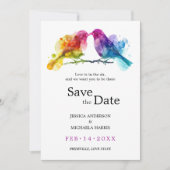 Mit Foto LGBTQ+ Rainbow Lovebirts Save The Date (Vorderseite)