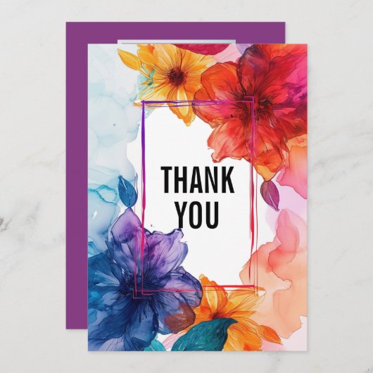 Mit Foto lila Anemone Dreamscape Hochzeit Dankeskarte (Vorne/Hinten)