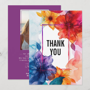 Mit Foto lila Anemone Dreamscape Hochzeit Dankeskarte