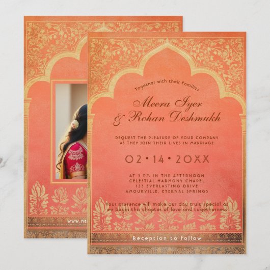 Mit Foto Marigold Harmony Einladung (Vorne/Hinten)