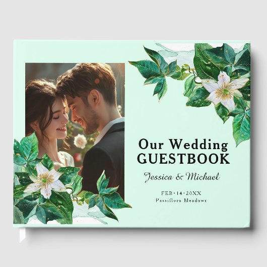 💍 mit Foto, Pastell Passiflora Gästebuch (Vorderseite)
