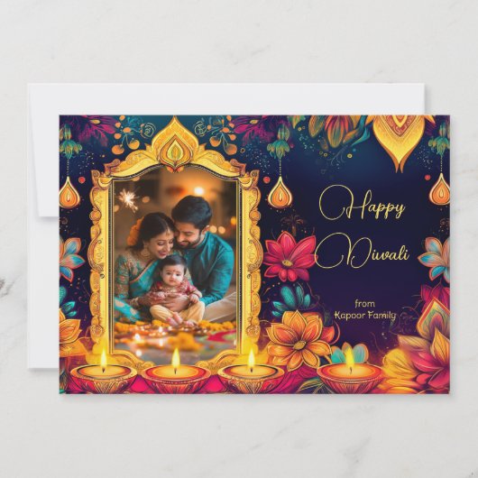 Mit Foto Radiant Diwali Familiengrüßen (Vorderseite)