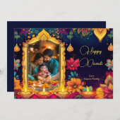 Mit Foto Radiant Diwali Familiengrüßen (Vorne/Hinten)