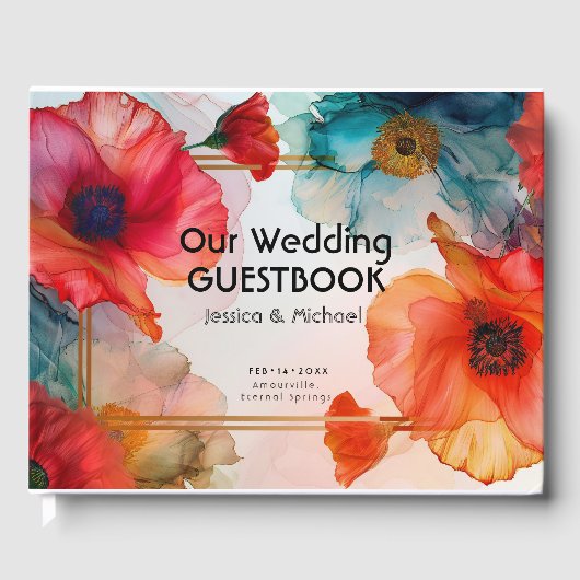 Mit Foto Scarlet Petal Elegante Gästebuch (Vorderseite)