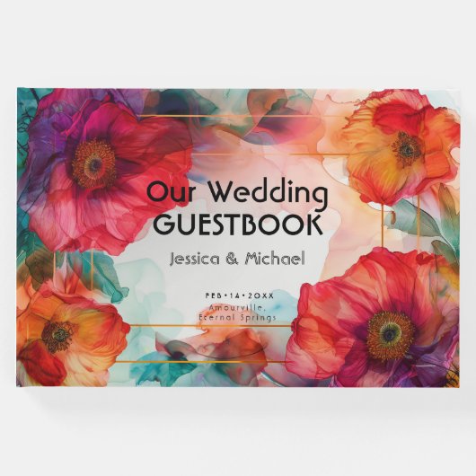 Mit Foto Scarlet Petal Elegante Gästebuch (Vorderseite)