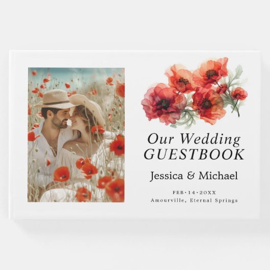 Mit Foto Scarlet Petal Serenade Gästebuch (Vorderseite)