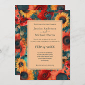 Mit Foto 🌻 Sonnenblumen und Mohn Reverie Einladun Einladung (Vorne/Hinten)