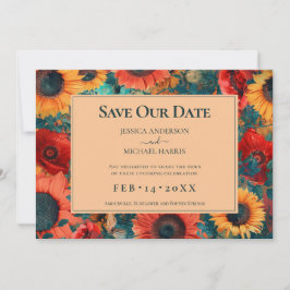 Mit Foto 🌻 Sonnenblumen und Mohnreverie Save The Date