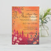 Mit Foto Sunset Serenade Hochzeit Einladung (Stehend Vorderseite)