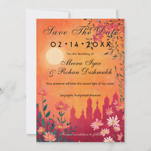 Mit Foto Sunset Serenade Hochzeit Save The Date (Vorderseite)