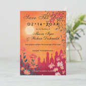 Mit Foto Sunset Serenade Hochzeit Save The Date (Stehend Vorderseite)