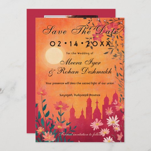 Mit Foto Sunset Serenade Hochzeit Save The Date (Vorne/Hinten)