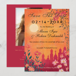 Mit Foto Sunset Serenade Hochzeit Save The Date