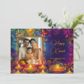 Mit Foto und benutzerdefiniertem Text Happy Diwali (Stehend Vorderseite)