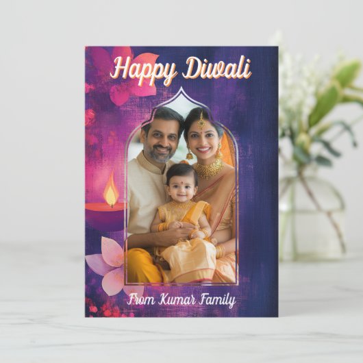 Mit Foto und benutzerdefiniertem Textglühen & Sage Einladung (Stehend Vorderseite)