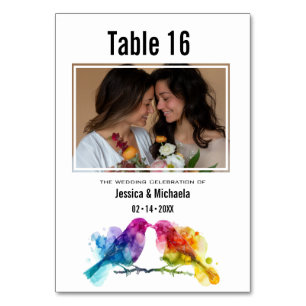 Mit Foto und Gästeliste Hochzeit Regenbogen Liebes Tischnummer