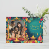 Mit Foto und Sondertext Radiant Türkis Diwali (Stehend Vorderseite)