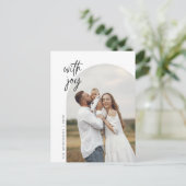 Mit Freude, familiärem Foto, modern Minimalistisch Postkarte (Stehend Vorderseite)