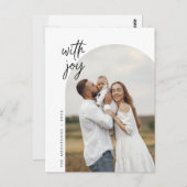 Mit Freude, familiärem Foto, modern Minimalistisch Postkarte (Vorne/Hinten)